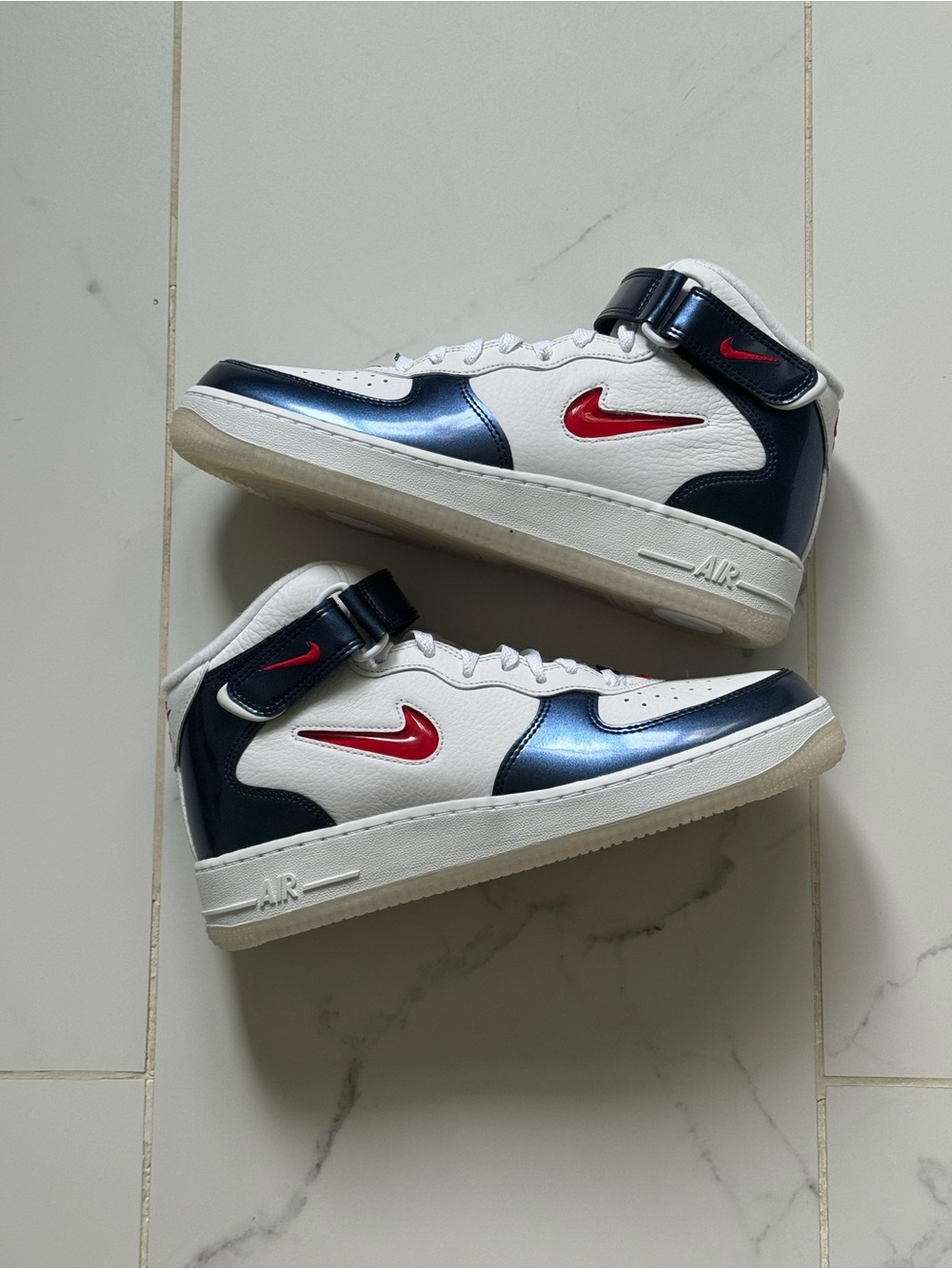 Nike White Navy and Red High-Top Sneakers